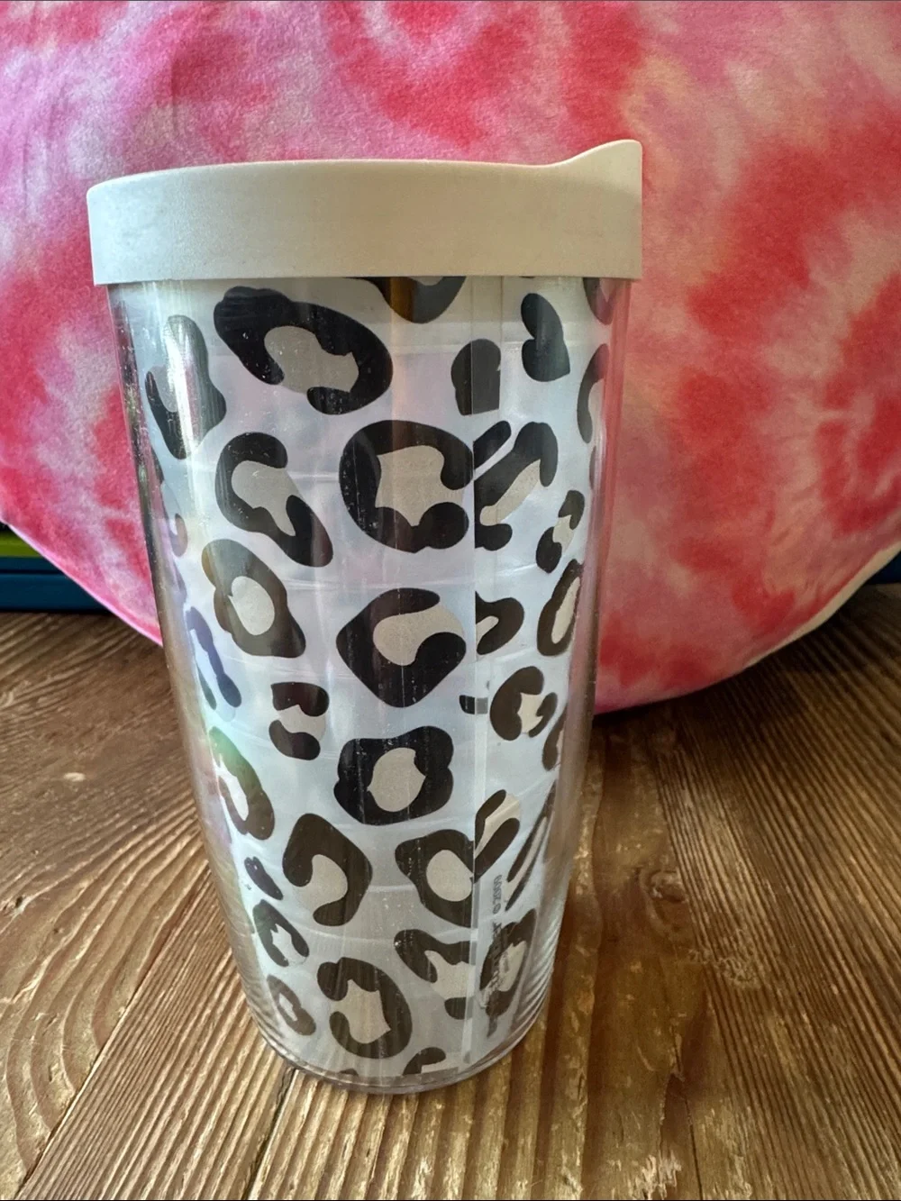 tervis White and Black Leopard Print Travel Tumbler with Cream Lid